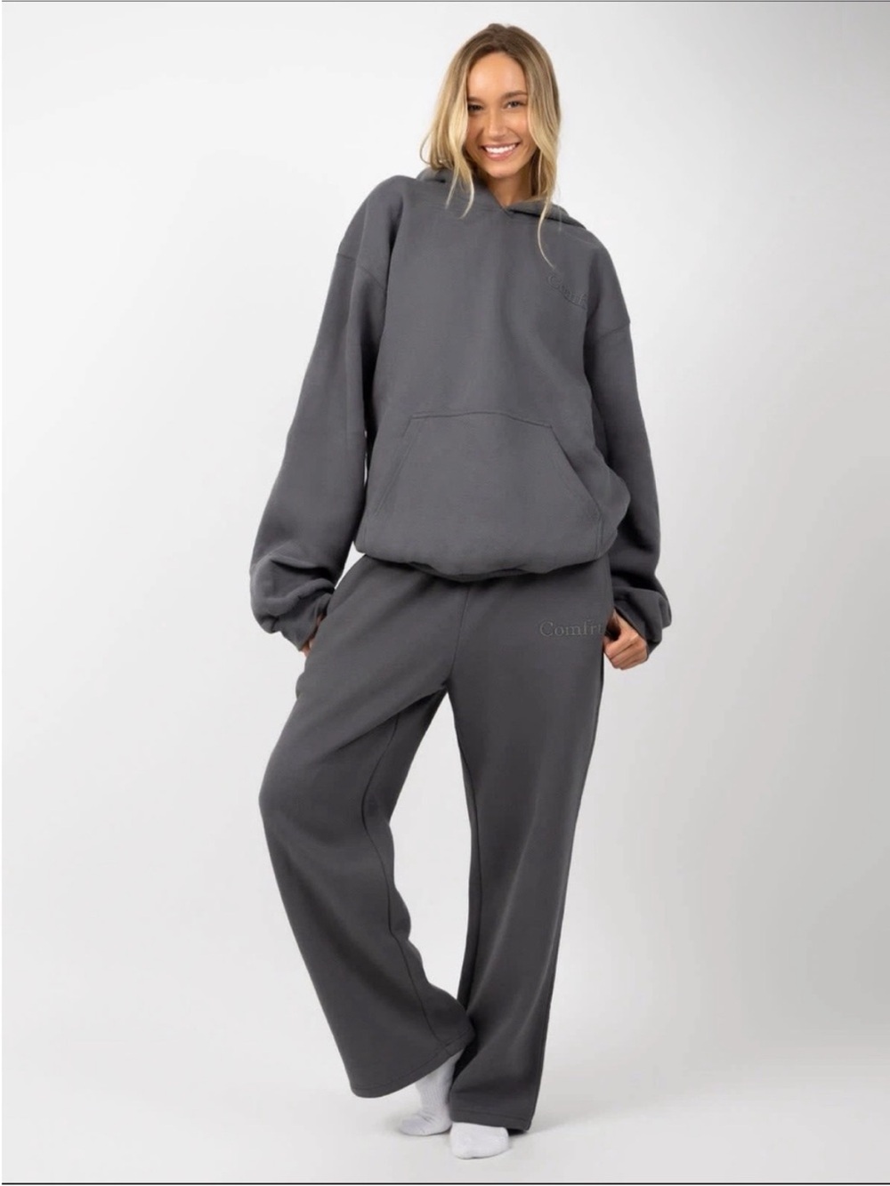 Comfrt steel grey Minimalist straight leg Sweatpants